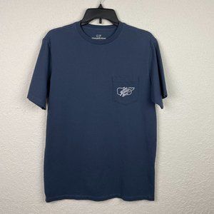 VINEYARD VINES Womens S Blue Zac Brown Band Short Sleeve T-Shirt Chest Pocket